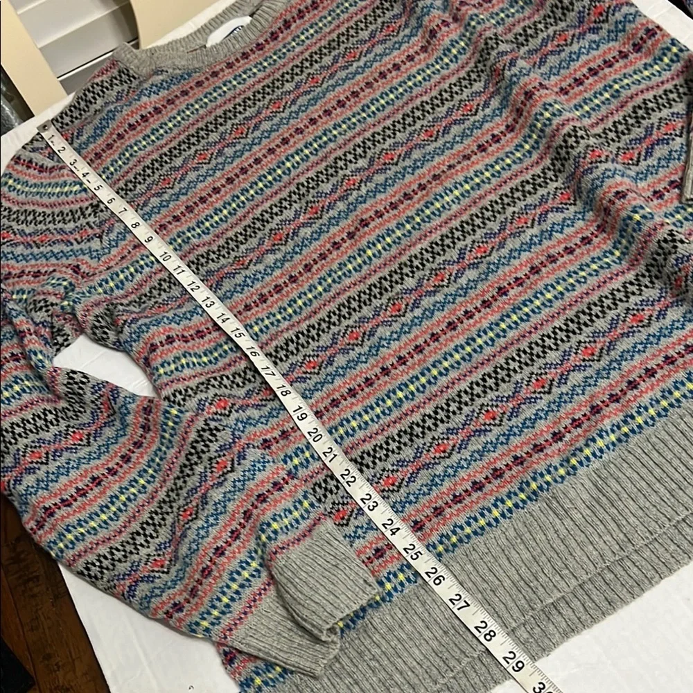 Fair isle crew neck wool cotton blend striped multicolor XL